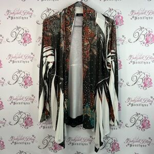 Jostar cardigan waterfall style floral flowers Multicolor Paisley Open Cardigan